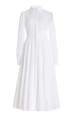 Dressy Hats, Gabriela Hearst, Linen Midi Dress, Pleated Maxi, Knitwear Tops, Shirtdress, White Outfits, Pleated Dress, Moda Operandi