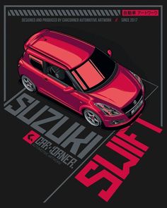 a red car is shown on the cover of a magazine, with an advert for suzuki