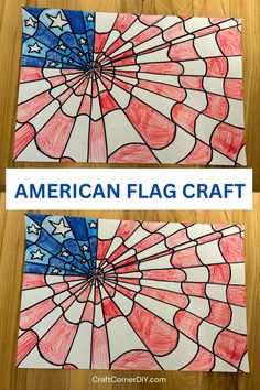 an american flag craft made out of stained glass with the words american flag on it