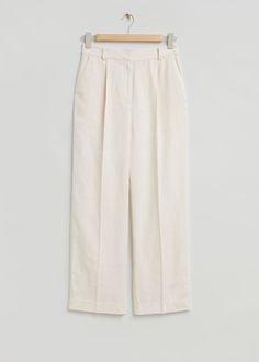 Wide high-waist trousers crafted from linen. Finished with centre front pleats.• Belt loops• Zip fly with hook and bar closure• Slanted front pockets• Welt pockets at the back• Length of inseam:77cm / 30.3" (EU 36 / UK 8 / US 4) Double Welt Pocket, White Linen Trousers, Veja V 10, Cropped Flare Pants, Black Wide Leg Trousers, Chic Shirts, Wide Trousers, Belted Pants, Pleated Trousers