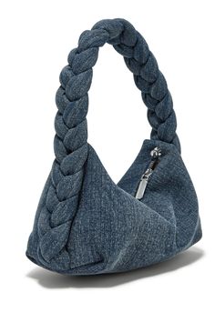 Braided Handle Denim Bag Trendy Denim Bags With Zipper Closure, Trendy Denim Shoulder Bag With Zipper Closure, Trendy Denim Shoulder Bag With Zipper, Modern Denim Blue Shoulder Bag, Diy Jean Bag, Tas Denim, Blue Denim Top, Luxury Bags Collection, Modern Bag