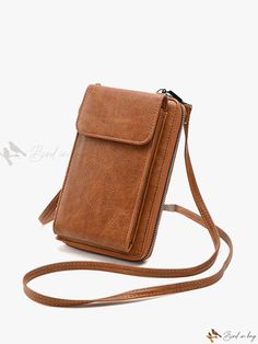 Bird in Bag - Premium Womens Wallet: Versatile Multifunction Bag in Sleek Solid Color, Exuding Fashionable Simplicity. An Elegant Shoulder Bag with Korean Style Design - Ideal Crossbody Mobile Phone Bag Multifunction Bag, Womens Wallet, Brown Crossbody Bag, Mobile Phone Bag, Bird In Bag, Square Bag, Leather Bags, Phone Bag, Style Design