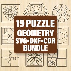 the 19 puzzle geometric svg dxf - cdr bundle is shown in brown