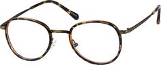 Here's a vintage-inspired medium-wide frame that works equally great for eyeglasses or sunglasses. The rounded plastic rims have a classic tortoiseshell pattern. The nose bridge and temple arms have a bronze finish with a delicate filigree design. Adjustable silicone nose pads give this lightweight frame additional comfort. Please note the actual pattern on eyeglasses may vary slightly from the one pictured. | Zenni Preppy Round Prescription Glasses Tortoiseshell Frame Zenni Optical Glasses, Mike Holmes, Round Prescription Glasses, Round Eyeglasses Frames, Diamond Face Shape, Shell Frame, Filigree Pattern, Zenni Optical, Round Glasses