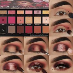 Huda beauty rose gold palette Eye Makeup Glitter, Matte Eye Makeup, Eyeshadow Tutorial For Beginners, Gold Eye Makeup