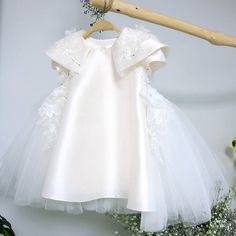 Elegant White Baptism Dress For First Birthday, White Princess Baptism Dress For First Birthday, White Princess Baptism Dress With Bow, White Tulle Baptism Dress With Bow, Princess Tutu Dress For Baptism - Spring Season, Girls First Communion Dresses, Christening Dresses, Crinoline Skirt, Dress For Wedding