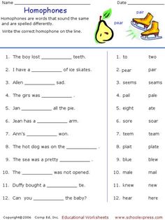 worksheet with words and pictures to help students learn how to read homos