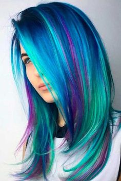 Emo Hairstyle, Purple Hair Highlights, Unicorn Hair Color, Galaxy Hair, Hair Color Crazy, Bright Hair Colors, Fantasy Hair, Bright Hair