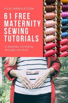 a woman holding her stomach with the text, 6 free sewing sewing patterns for beginners