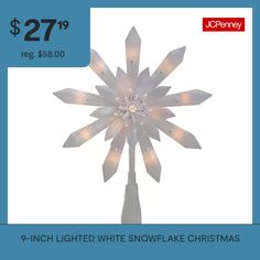 a lighted snowflake christmas ornament is on sale for $ 27 99