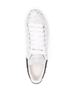 100% Goatskin Luxury Embellished Lace-up Sneakers, Leather Sneakers With Rhinestones And Round Toe, Luxury Embellished Leather Sneakers, Embellished Leather Sneakers With Round Toe, Embellished Leather Lace-up Sneakers, Embellished Leather Sneakers, Luxury Leather Sneakers With Rhinestones, Luxury Bedazzled Round Toe Sneakers, Luxury Bedazzled Low-top Sneakers