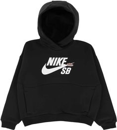 Nike SB Kids SB Hoodie - black Black Logo Hoodie With Crew Neck, Black Crew Neck Hoodie With Logo, Black Logo Hoodie Sweatshirt, Black Hooded Sweatshirt With Logo, Casual Black Logo Hoodie, Casual Black Hoodie With Logo, Black Casual Hoodie With Logo, Black Hoodie With Logo For Streetwear, Urban Black Sweatshirt With Logo