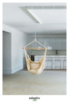 a hammock hanging from a kitchen ceiling