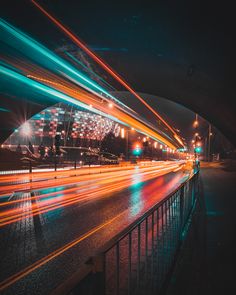 long exposure photograph of city street at night