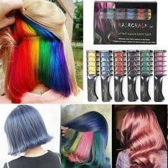 Description Color: 6 Colors or 10 Colors as picture shows. Hairy Dye Material: Lakes, pearl powder, filler Comb Material: Calcium carbonate + calcium oxide + plastic Size: About 100mm*25mm*15mm 1.The hair chalks come with a unique applicator that allows you to simply brush on the color where you want it to appear! 6 6 No more dealing with messy pens or compacts that crumble and break! 2.Dye color free with no gloves - Gently dye color from top to end. 3.The hair chalk creams will leave your hair Diy Temporary Hair Color, Multicolor Hair, Hairstyle Names, Hair Chalk, Temporary Hair Color, Pearl Powder, Calcium Carbonate, Color Hair, How To Show Love