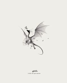 a black and white photo of a dragon flying through the air with its wings spread