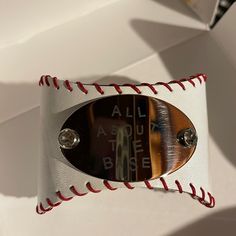 Baseball Themed Cuff Bracelet New In Box White Adjustable Cuff Jewelry, Adjustable White Cuff Bangle Bracelet, White Bangle Cuff Bracelet As Gift, White Adjustable Bangle Cuff Bracelet, Plunder Jewelry, Womens Jewelry Bracelets, Cuff Bracelet, Red White, Red And White