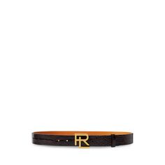 Crafted from glazed full-grain alligator and lined with vachetta leather this Italian-made belt is styled with Ralph Lauren’s signature stacked “RL” plaque buckle. Brown Leather Belt With Logo Plaque, Classic Brown Belt With Logo Plaque, Brown Leather Belt Buckles With Logo Plaque, Brown Leather Belt Buckle With Logo Plaque, Modern Brown Belt With Logo Plaque, Luxury Formal Belt Buckle With Logo Plaque, Elegant Leather Belt Buckles With Logo Plaque, Elegant Formal Belt Buckle With Logo Plaque, Luxury Business Belts With Tang Buckle