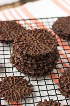 chocolate cookies cooling on a wire rack