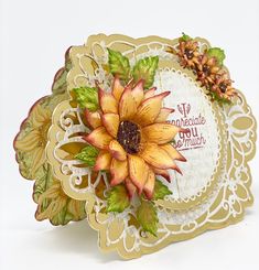 a close up of a card with flowers on it