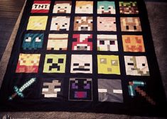 a quilt made to look like video game characters