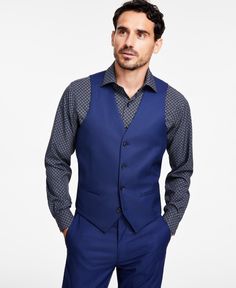 in stock Blue Fitted Suits With Pockets, Fitted Blue Suits With Pockets, Blue Suits With Pockets, Formal Blue Vest For Spring, Blue Formal Vest For Spring, Fitted Blue Suit With Pockets, Casual Fitted Blue Suits, Blue Fitted Casual Suits, Sleeveless Tailored Blue Suit