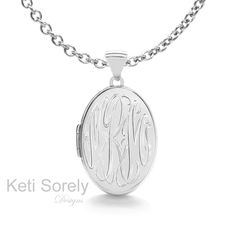 "Customize this beautiful photo locket with your initials for your lifetime memories. Engrave message, date or initials on the back for additional cost. Hand engraved, one of the kind charm necklace. Personalize it with initials, 2 photos and message on the back (optional). Metal options: * Sterling silver * Sterling silver with gold overlay (Yellow or Rose) Style: Locket Dimensions:3/4\", 0.9\" and 1.2\" (when closed) Chain size are optional from 14\" or 18\" Chain type: Rolo -----------LONGER Personalized Oval Jewelry With Initials, Oval Personalized Initials Jewelry, Classic Personalized Oval Pendant Jewelry, Oval Monogram Jewelry Gift, Oval Monogram Jewelry For Gifts, Oval Monogram Jewelry For Gift, Oval Jewelry With Monogram For Gift, Engraved Oval Locket Necklace For Anniversary, Classic Oval Personalized Locket Necklace