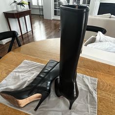 Gently Used 16.5 Inch Boots With A 4” Wood Stacked Heel. Original Bag And Box. From The Fall 2013 Collections Blahnik Shoes, Manolo Blahnik Shoes, Original Bags, Stacked Heel, Manolo Blahnik, Shoes Heels Boots, A 4, The Fall, Shoes Women Heels