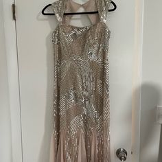 Worn Once, Not Tailored/Hemmed. Missing Sequins On Back Of Neck Line Shown. Champagne Embellished Floor-length Sequin Dress, Sequin Formal Dress, Colorful Dresses Formal, Adrianna Papell Dresses, Adrianna Papell, Maxi Dress, Formal Dresses, Womens Dresses, Pink