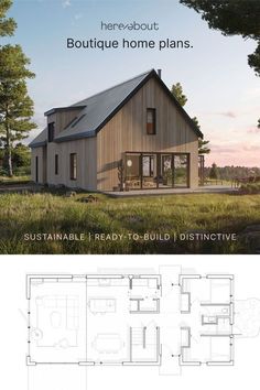 the floor plan for a house with three rooms and two bathrooms, including an open living area