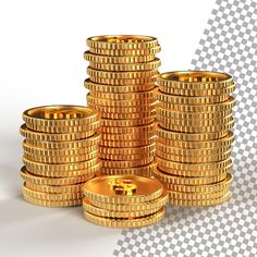 a stack of gold coins sitting on top of each other