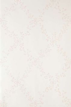 a white wallpaper with pink flowers and leaves on the bottom half of it,