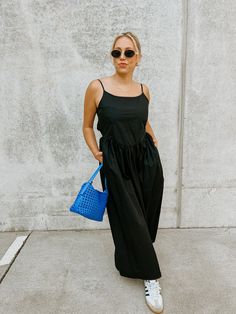 Fits TTS- the model is wearing a small. The Margot Maxi Dress is a black sleeveless maxi with pockets. 100% Cotton Blowout Sale, The Model, Black Sleeveless, Sales Gifts, A Black, Jacket Dress, Sweater Top, Must Haves, Maxi Dress