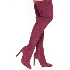 Fashion Nova Night Moves Heeled Boots In Color Burgundy.Boots Are Very Soft Faux Suede Material.Boots Are Very Comfortable.The Color Is Stunning!!These Boots Are Very Versatile With Many Outfits! Boots Are New In Excellent Condition With It's Original Packaging And Box In Women's Size 7. Product Details: Over The Knee Boots. Side Zipper. 4.25 Inch Stiletto Heel. Imported. Please See All Photos As They Serve As Part Of The Description. If Any Questions, Don’t Hesitate To Ask. -All Reasonable Offe Trendy Knee-high Suede Heels, Elegant Burgundy Heels For Winter, Trendy Thigh High Heels For Winter, Burgundy Heels For Night Out In Fall, Burgundy Heels For Fall Night Out, Purple Fitted Heeled Boots For Winter, Thigh High Heels For Winter Night Out, Thigh High Heels For Night Out In Winter, Fitted Purple Heeled Boots For Winter