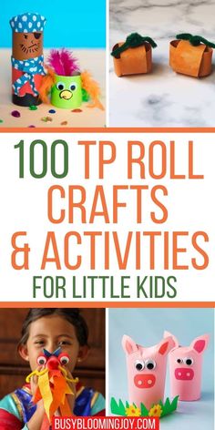 some crafts and activities for little kids to do with paper rolls, toilet roll holders, scissors