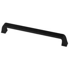 a black cabinet handle on a white background