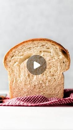 a piece of bread with a video playing on the side and an image of peanut butter in the middle