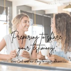 two women sitting at a table talking to each other with the words preparing to share your technology