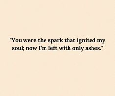 the quote you were the spark that ignted my soul, now i'm left with only ashes