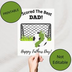 a father's day card featuring a soccer goal