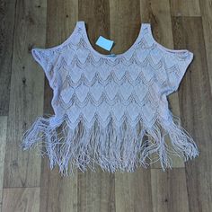 Brand New Fringe Light Pink Crop Top. From A Super Clean Home Pet Free Smoke Free Home. Size Medium Casual Fringe Tops For Beach Season, Fringe Light, Light Pink Crop Top, Kimono Swim Cover Up, White Crochet Dress, Crochet Swim, Swim Brands, Swimsuit Pattern, Crochet Tunic