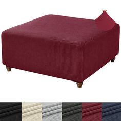 an image of a couch that is in different colors and sizes, with the cover folded over it