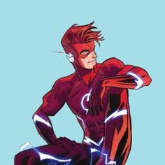 the flash is sitting down with his hands on his hips and headphones in his ears