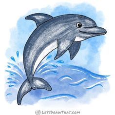 a drawing of a dolphin jumping out of the water