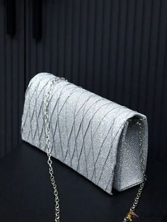 BirdinBag - Silver Metallic Square Chain Bag, Elegant Purse for Weddings, Proms, and Parties Paper Sizes Chart, Elegant Purse, Silver Bag, Wedding Handbag, Bridal Purse, Silver Bags, Bag Elegant, Envelope Bag, Word Wrap