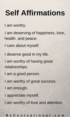 an affirmation poem written in black and white with the words self affirmations