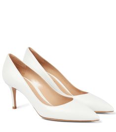 Gianvito Rossi - Gianvito 70 leather pumps | Mytheresa Gianvito Rossi Heels, Expensive Shoes, Mid Heel Shoes, Mid Heels Pumps, Rossi Shoes, Blue Pumps, White Pumps, Evening Shoes, Wedge Boots