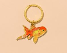 Koi Goldfish Keychain-Enamel Keychains-And Here We Are Coaster Art, Notecard Set, Goldfish, Koi, Bumper Stickers, Dog Cat