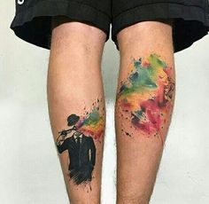 Watercolour Tattoo Men, Tato 3d, Yakuza Tattoo, Kunst Tattoos, Epic Tattoo, Skeleton Hand Tattoo, Leg Tattoo Men, Leg Sleeve Tattoo, Incredible Tattoos