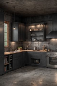 Explore 17 beautifully styled kitchens featuring black lower cabinets and warm wooden accents, perfect for modern and industrial design lovers. See how these unique elements contribute to stunning kitchen aesthetics! Industrial Kitchen Cabinets, Masculine Kitchen, Black Cabinet, Cabinet Ideas